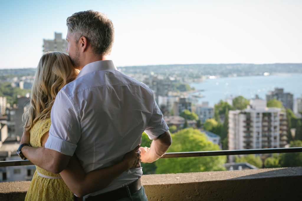 vancouver engagement photos view of english bay and ocean